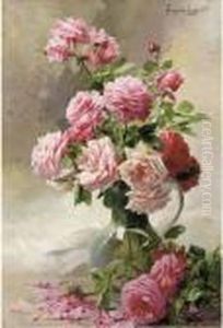 Pink Roses In A Glass Vase Pink Roses In A Glass Vase