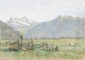 Rhone-ebene Mit Dents Du Midi Und Hirtenjunge by Francois Furet