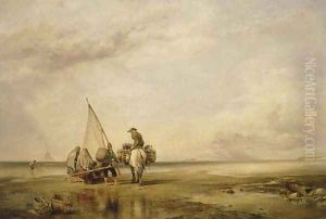 Mont St. Michel, Shrimpers, 1842 by Edward William Cooke