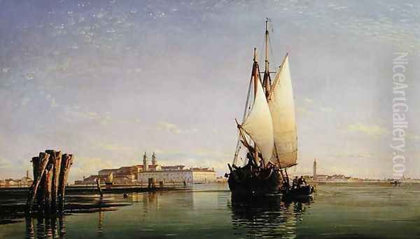 The Euganean Hills and the Laguna of Venice - Trabaccola Waiting for the Tide, Sunset, 1853 - view 1