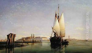 The Euganean Hills and the Laguna of Venice - Trabaccola Waiting for the Tide, Sunset, 1853 by Edward William Cooke