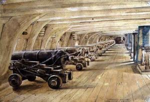Larboard Battery, Main Deck of the Victory, 16 September 1835 by Edward William Cooke