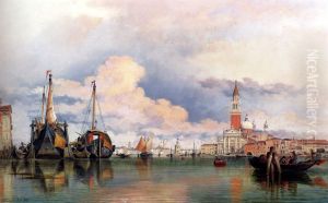 The Church Of The Gesuati And Riva Delle Zattere, With San Giorgio Maggiore Looking East by Edward William Cooke