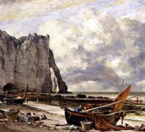 Etretat, Beach with Arch by Edward William Cooke