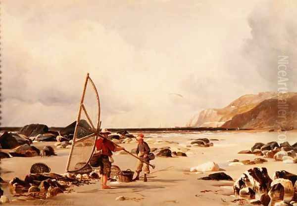 Shrimpers on a beach, 1850 - view 1
