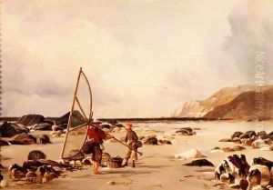 Shrimpers on a beach, 1850 by Edward William Cooke