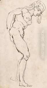 Study Of A Standing Nude Male Wearing A Turban And Turned To The Right