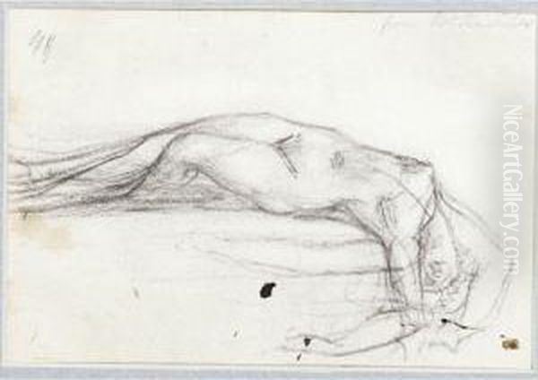 A Female Nude Lying Backwards On A Bed: A Study For 'the Nightmare' - view 1