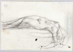 A Female Nude Lying Backwards On A Bed: A Study For 'the Nightmare' by Johann Henry Fuseli