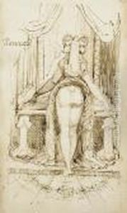 Callipyga: Mrs Fuseli With Her 
Skirts Lifted To Her Waist Standingbefore A Dressing Table With Phallic 
Supports by Johann Henry Fuseli