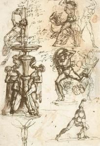 Verso: Four Studies Of A Nude Warrior In Action