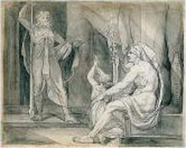 Inscribed In Greek Along Right 
Border:themistocles And Along Left: Q.e.; Inscribed (in The Hand Of 
Dawson Turner) Themistocles At The Court Of Admetus/original Drawing By 
Mr Fuseli/given Me By Mr.roscoe In 1825 On The Reverse - view 1
