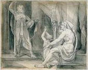 Inscribed In Greek Along Right 
Border:themistocles And Along Left: Q.e.; Inscribed (in The Hand Of 
Dawson Turner) Themistocles At The Court Of Admetus/original Drawing By 
Mr Fuseli/given Me By Mr.roscoe In 1825 On The Reverse by Johann Henry Fuseli