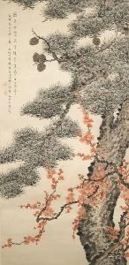 Pink And Plum Blossom by Ding Fuzhi