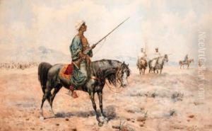 Horsemen Guarding An Encampment
