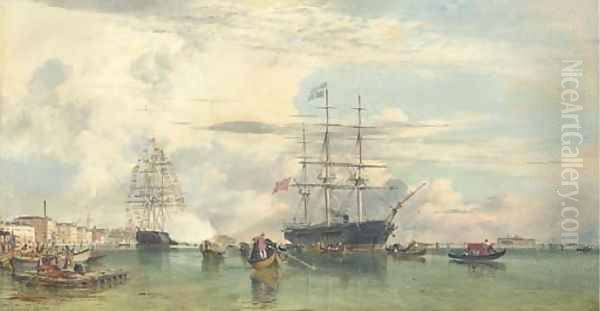 The Arrival of Otho, ex-King of Greece, at Venice, 29th October, 1862, in H.M. Corvette 'Scylla', 21 guns, Captain Rowley Lambert - view 1