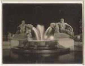 Fontana Angelica Di Notte A Torino by Mario Gabinio