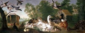 Ducks and Birds in a landscape by Pieter Casteels