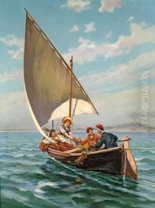 Pecheurs Dans La Baie De Naples. by Pietro Gabrini