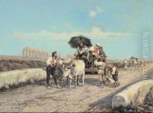 Contadini Sulla Via Appia by Pietro Gabrini