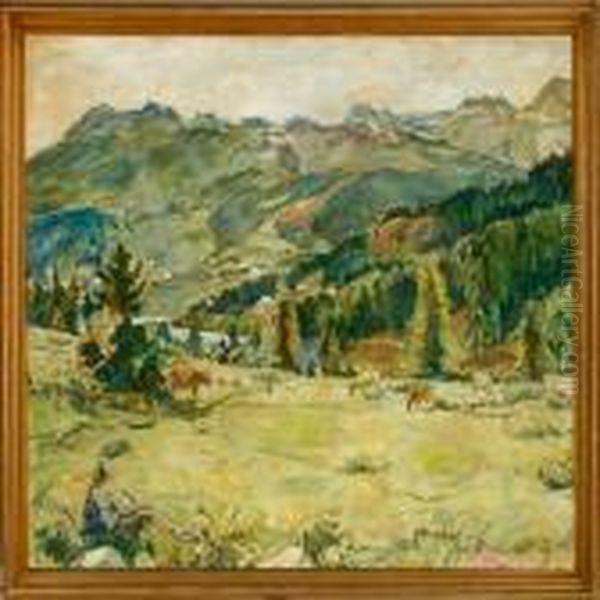 Hilly Landscape With A Shepherd - view 1