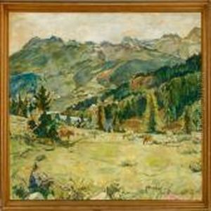 Hilly Landscape With A Shepherd by Mogens Gad