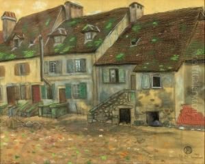 A Town Street Scenery by Mogens Gad