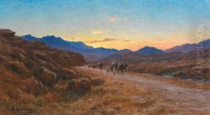 Coucher De Soleil Au Passage De La Caravane by Antoine Gadan