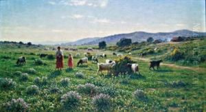 Jeunes Bergeres Et Leurs Chevres by Antoine Gadan