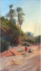 Jeunes Berberes Dans L'oued by Antoine Gadan