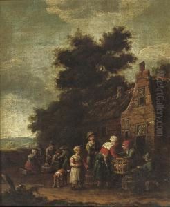 A Small Poultry Market Near A Farm Stead In A Wooded Landscape A Small Poultry Market Near A Farm Stead In A Wooded Landscape