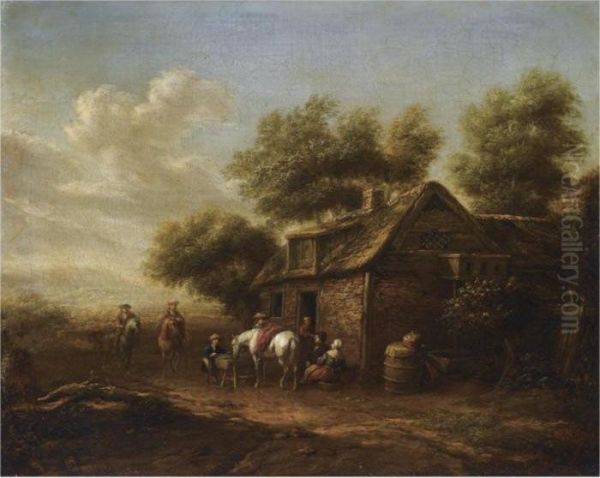 A Dune Landscape With Travellers Resting Outside An Inn - view 1