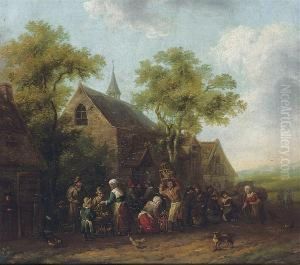 A Village Landscape With Peasants At A Market; And Peasants At A Pig Market