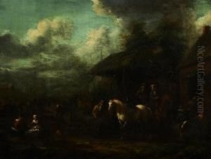Reiter Vor Der Scheune by Barent Gael