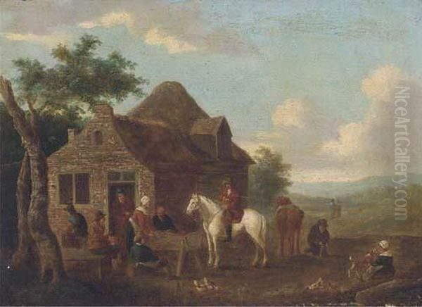 Travellers At Halt By A Cottage - view 1