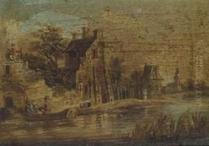 A Series Of Six Riverside Landscapes With Travellers Andpeasants A Series Of Six Riverside Landscapes With Travellers Andpeasants