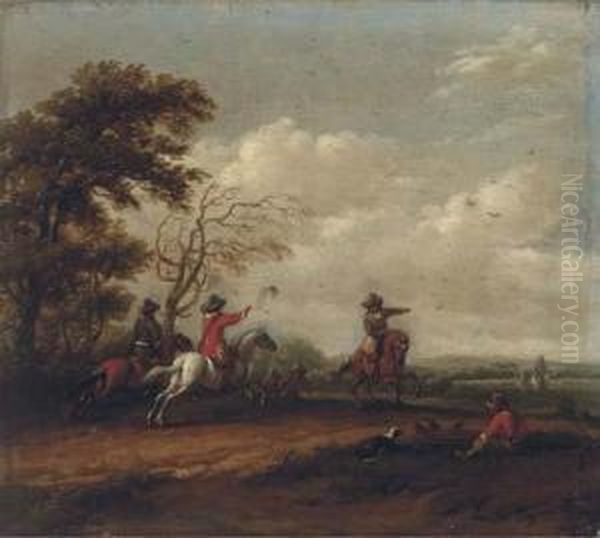A Wooded Landscape With A Hawking Party - view 1