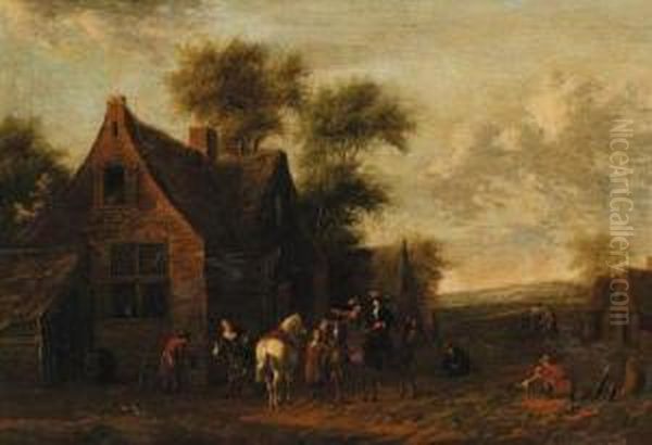 Travellers Halting Outside An Inn - view 1