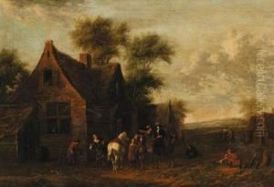Travellers Halting Outside An Inn