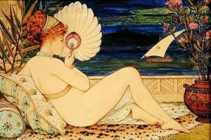 Woman with a Fan, Minton Art Pottery, c.1872 by William Stephen Coleman