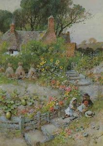 Cottage Garden in Summer by William Stephen Coleman