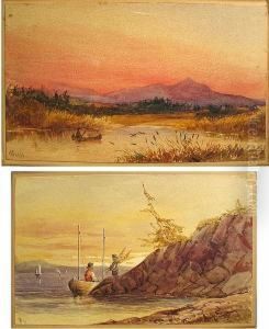 The Fishermen, 1878; Canoeing At Sunset (a Pair)