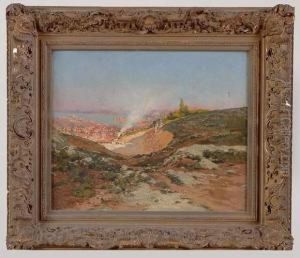 vue D'une Ville De La Cote D'azur by Gustave Gagliardini