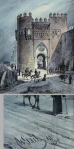 "spanisches Stadttor" Mit Reicher Personenstaffage
Aquarell/papier, Signiert, Datiert: (18)34 by Wilhelm Gail