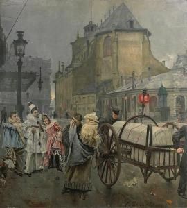 La Place Sainte Gudule A Bruxelles by Franz Bernard Gailliard