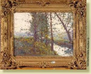 Paysage Anime Au Ruisseau by Franz Bernard Gailliard