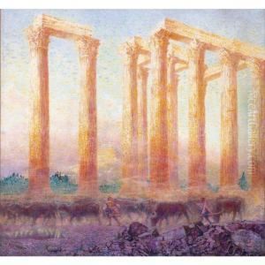 The Temple Of Olympeus Zeus, Athens by Franz Bernard Gailliard