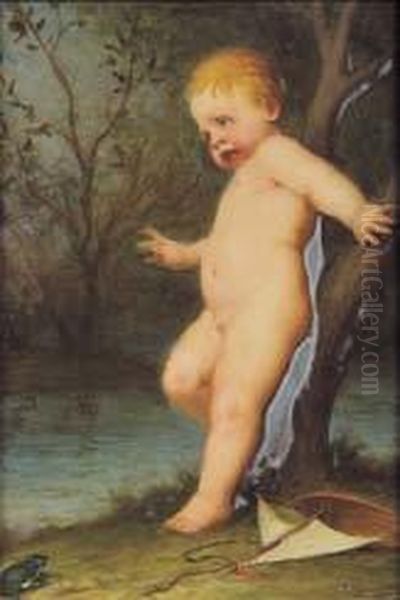 Putto Spaventato Da Una Rana - view 1