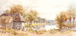 A family resting beside a river by William Stephen Coleman