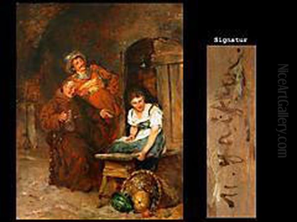 Monch Mit Offizier Und Magd Im Gewolbe - view 1